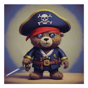 Teddy Bear Pirate Poster