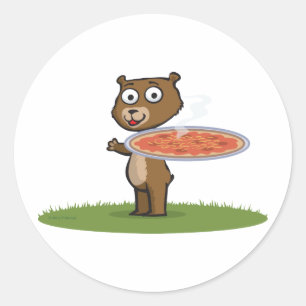 Teddy Bear Pizza Classic Round Sticker