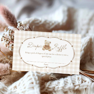 Teddy Bear Plaid Diaper Raffle Card