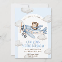 Teddy Bear Plane Second Birthday