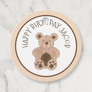 Teddy Bear Plush Stuffed Animal Birthday Party Favour Tags