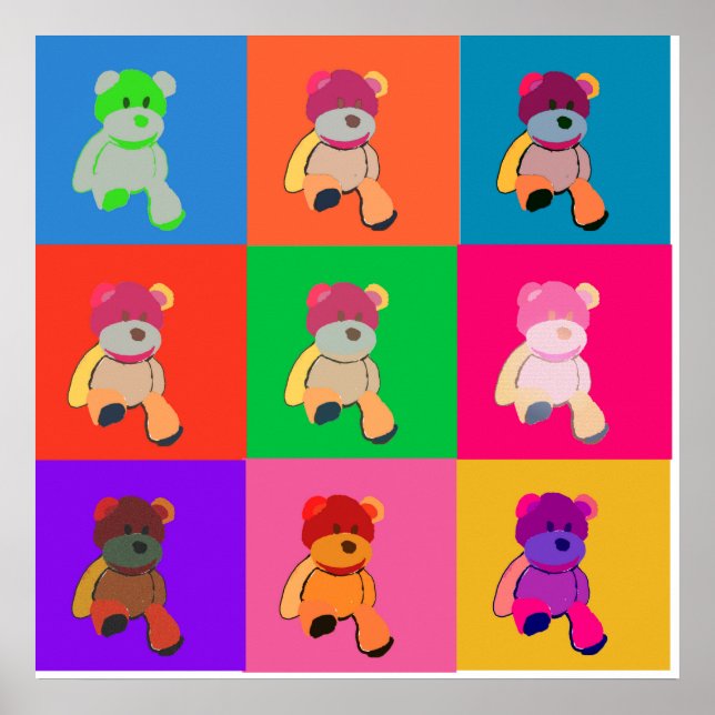 Teddy Bear Pop Art Print (Front)