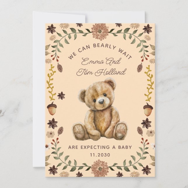 Teddy Bear Pregnancy Gender Neutral Announcement (Front)