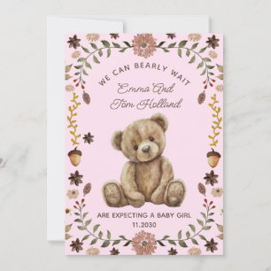 Teddy Bear Pregnancy Pink Girl Announcement