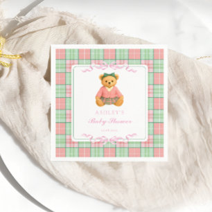 Teddy Bear Preppy Girl Baby Shower Napkin