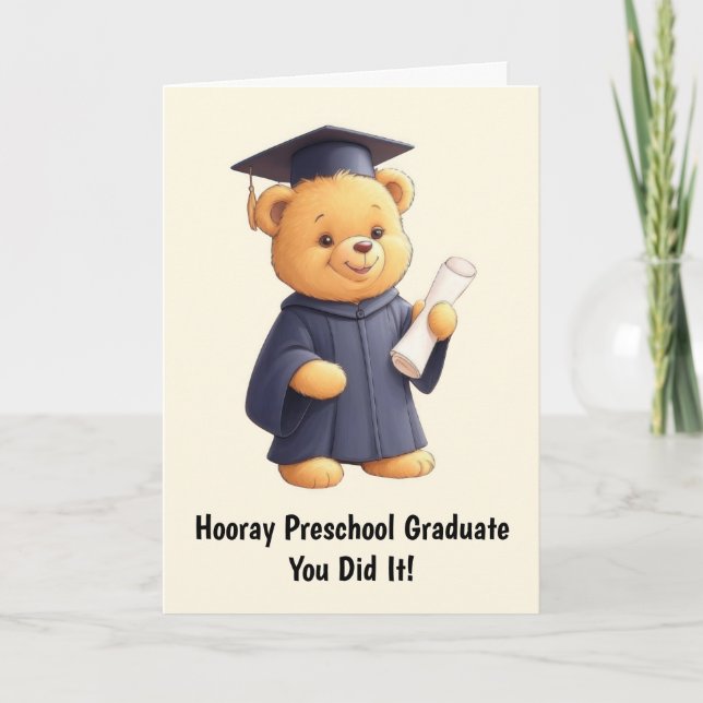 Teddy Bear Preschool Graduation Card (Front)