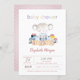Teddy Bear Presents Dots Baby Shower  Invitation