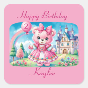 Teddy Bear Princess Customisable Square Sticker