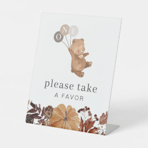 Teddy Bear Pumpkin - 1st Birthday - Favour Sign