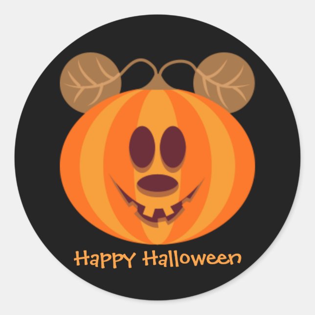 Teddy Bear Pumpkin Happy Halloween Stickers (Front)