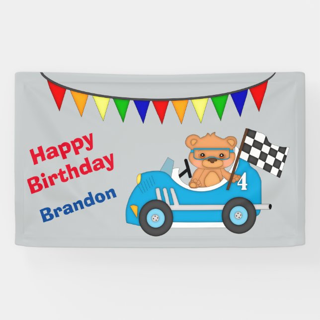 Teddy Bear Race Birthday Party Banner (Horizontal)