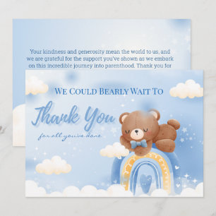 Teddy Bear Rainbow Boys Baby Shower Thank You Card