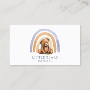 Teddy Bear Rainbow Childcare Daycare Business Card