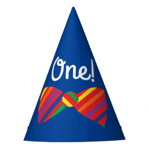 Teddy Bear Rainbow Cute 1st Birthday Party Hat