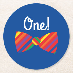 Teddy Bear Rainbow Cute Kid's Birthday Party Round Paper Coaster