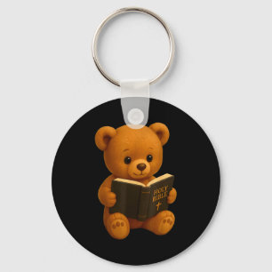 Teddy Bear Reading A Bible Christian Religious Chu Key Ring