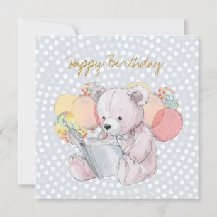 Teddy Bear reading a book Baby in Bloom