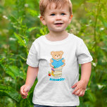 Teddy Bear Reading His Books Personalised Toddler T-Shirt<br><div class="desc">A cute Teddy Bear sitting up top of his books reading. A sweet shirt that you can personalise with your child's,  grandson's nephew,  brother's name.</div>