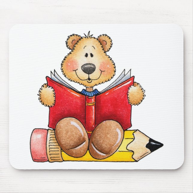 Teddy Bear Reading Mouse Mat (Front)