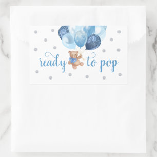 Teddy Bear Ready to Pop Favour Rectangular Sticker