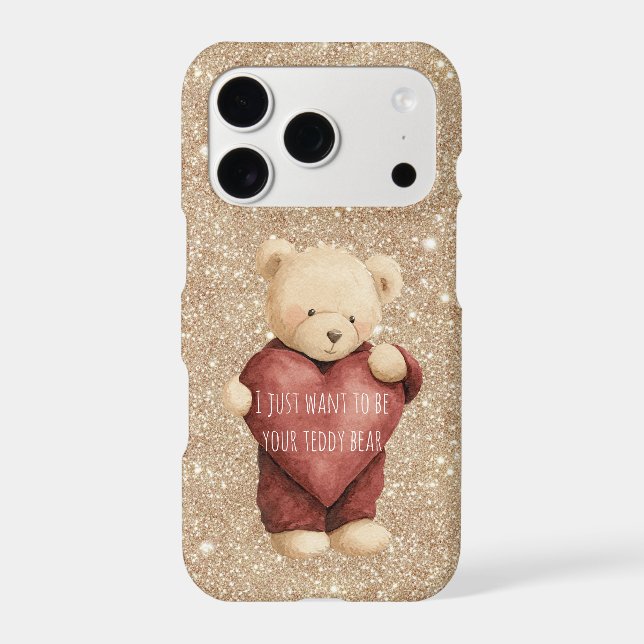 Teddy Bear Red Heart Gold Glitter (Back)