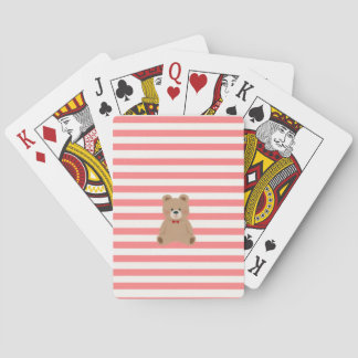 Teddy Bear Red Striped Playing Cards