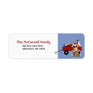 Teddy Bear Red Wagon PRINTABLE ADDRESS LABELS