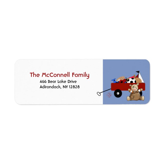 Teddy Bear Red Wagon PRINTABLE ADDRESS LABELS (Front)