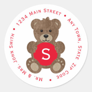 Teddy Bear Return Address Round Sticker