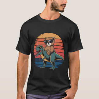 Teddy bear riding a Dinosaur vintage T-Shirt