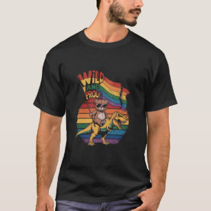 Teddy Bear riding a dinosaur with a rainbow flag T-Shirt