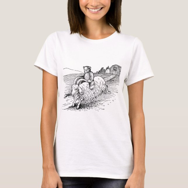 Teddy Bear Riding a Goat T-Shirt (Front)