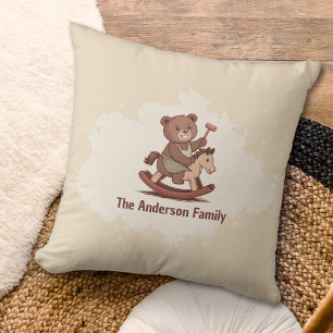 Teddy Bear riding a Rocking Horse Cushion