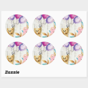 Teddy Bear Rustic Classic Round Sticker