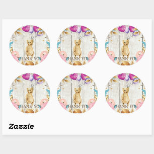 Teddy Bear Rustic Thank you Classic Round Sticker