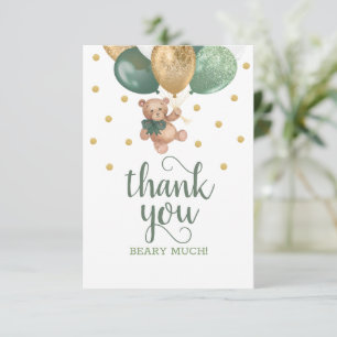 Teddy Bear Sage Green Baby Shower Thank You Card