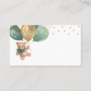 Teddy Bear Sage Green Balloons Baby Shower Place Card