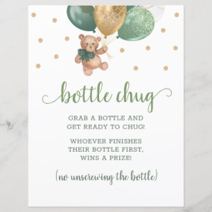 Teddy Bear Sage Green Bottle Chug Game