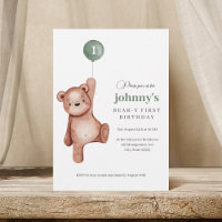 Teddy Bear Sage Green First Birthday Party