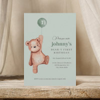 Teddy Bear Sage Green First Birthday Party