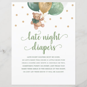 Teddy Bear Sage Green Late Night Diapers Game