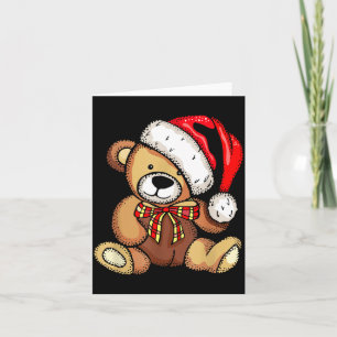 Teddy Bear Santa Hat Christmas Pajama Cute X-mas B Card
