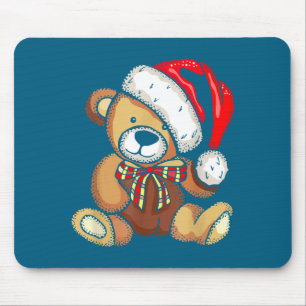 Teddy Bear Santa Hat Christmas Pajama Cute X-mas B Mouse Mat