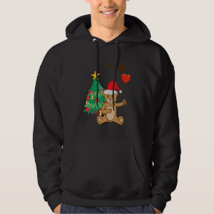 Teddy Bear Santa Hat Christmas Tree Pajama Cute X  Hoodie