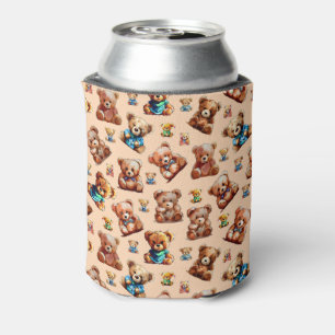 Teddy Bear Seamless Pattern for Kids Can Cooler