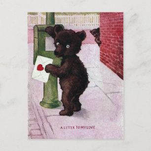 Teddy Bear Sending Love Letter Postcard