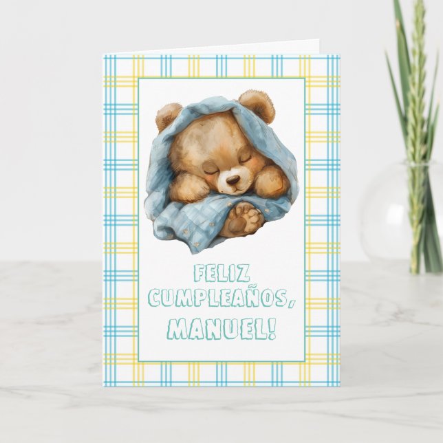 Teddy Bear Sleeping #16 Happy Birthday Card (Front)
