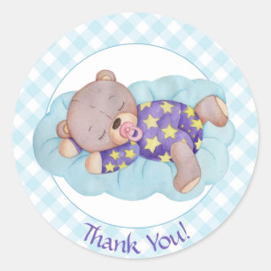 Teddy Bear Sleeping Baby Boy Classic Round Sticker