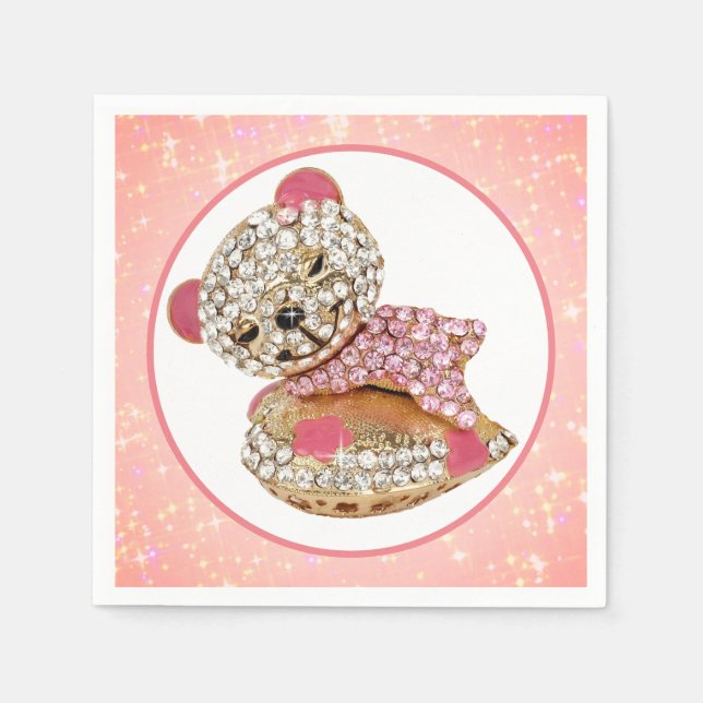 Teddy bear sleeping beauty sparkly diamond cute napkin (Front)
