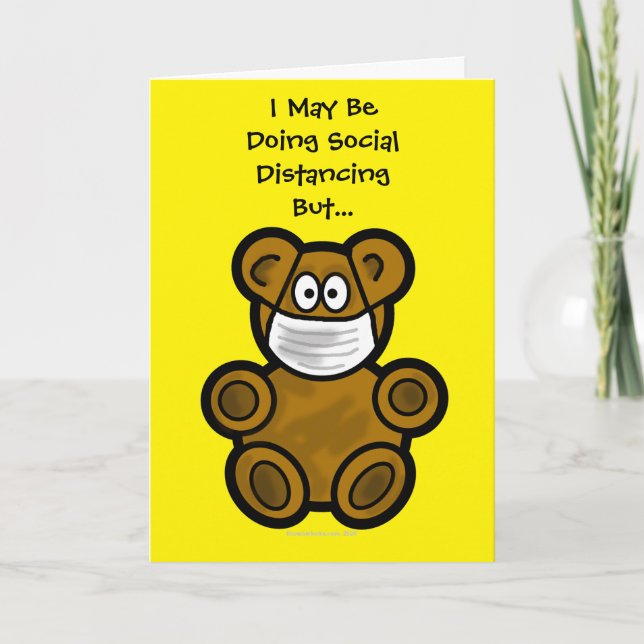 Teddy Bear Social Distancing Greeting Card (Front)